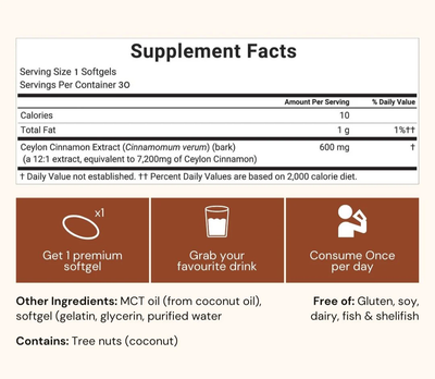 Ceylon Cinnamon 7200 mg equivalent met MCT-olie